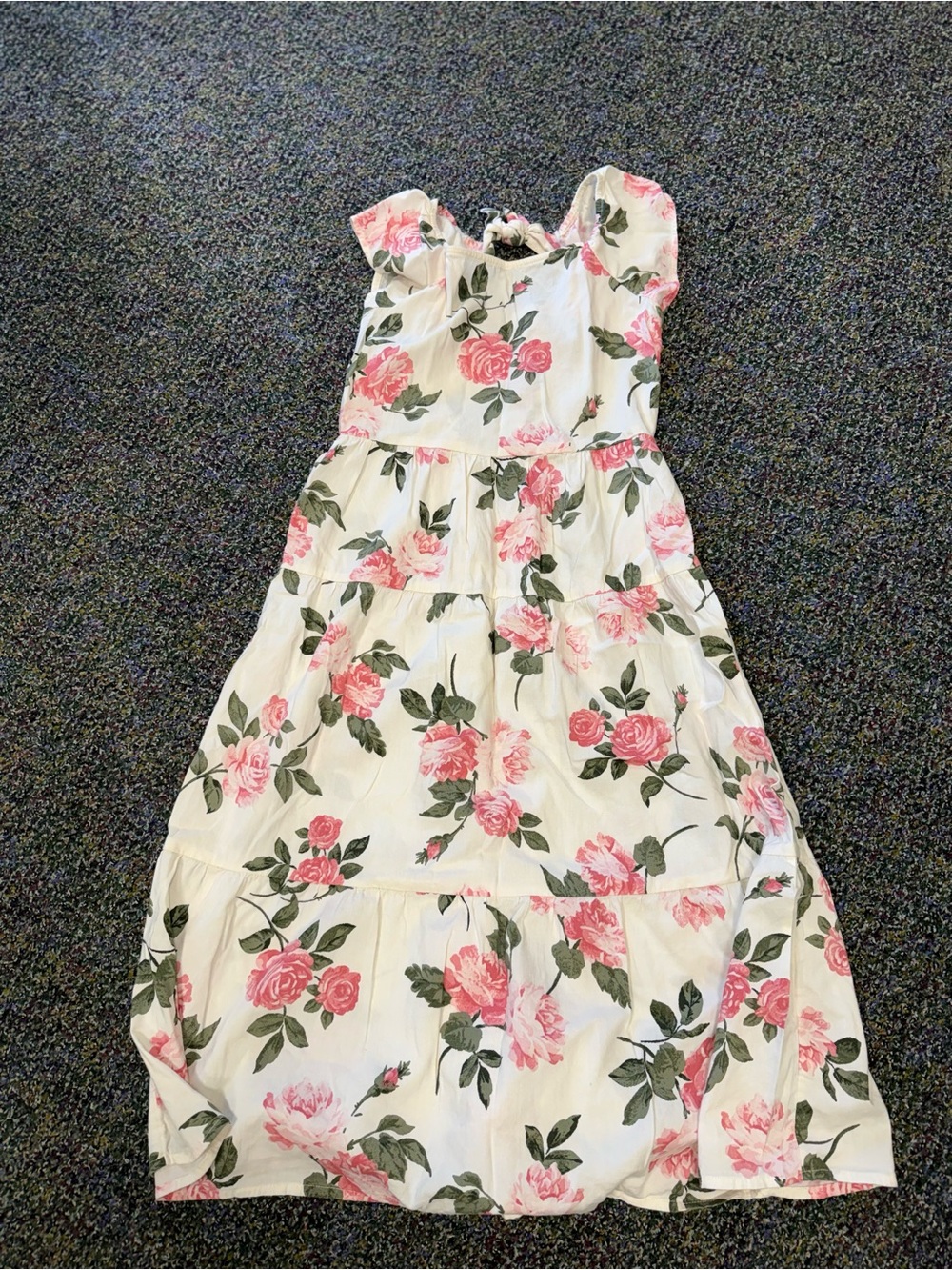 Old Navy White Dress with Pink Rose Print
